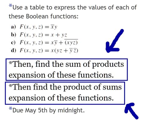 Solved Use A Table To Express The Values Of Each Of These Boolean