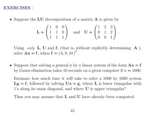 Solved Exercises Suppose The Lu Decomposition Of A Matrix Chegg