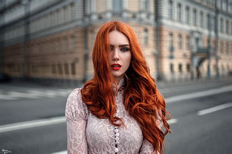 Portrait Women Model Photo Manipulation Face Wavy Hair Redhead