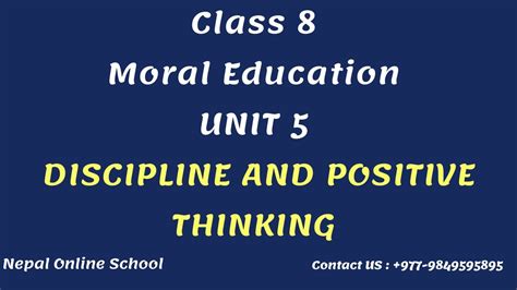 Class 8 Moral Education Unit 5 Discipline And Positive Thinking Grade 8 Moral Education