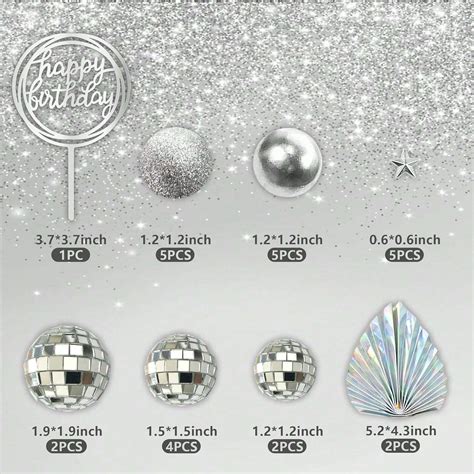 Disco Balls Cake Toppers Mirror Balls With Boho Stars Cake Decorations