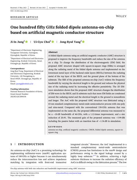 One Hundred Fifty Ghz Folded Dipole Antenna‐on‐chip Based On Artificial