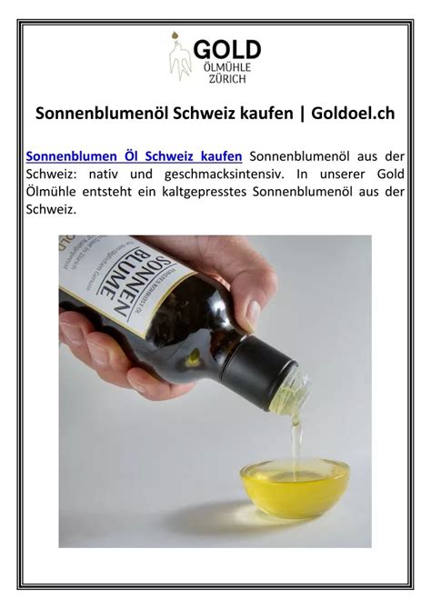 PPT Sonnenblumenöl Schweiz kaufen Goldoel ch PowerPoint