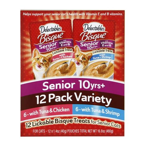 Delectables Lickable Cat Treats - Bisque Senior Variety Pack, 12 Count ...