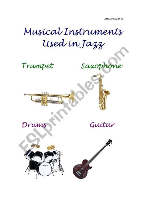 English Worksheets Musical Instruments Used In Jazz