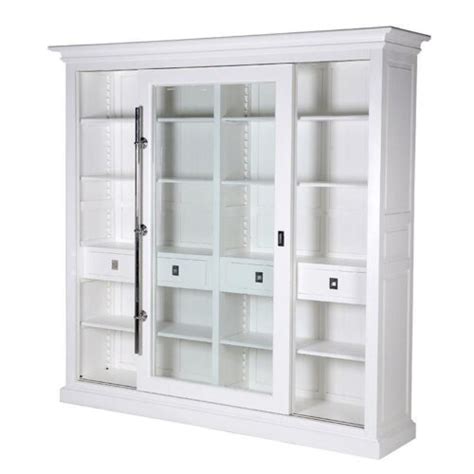 Bookcase Cabinet Sliding Doors Double Cabinet Dorchester White