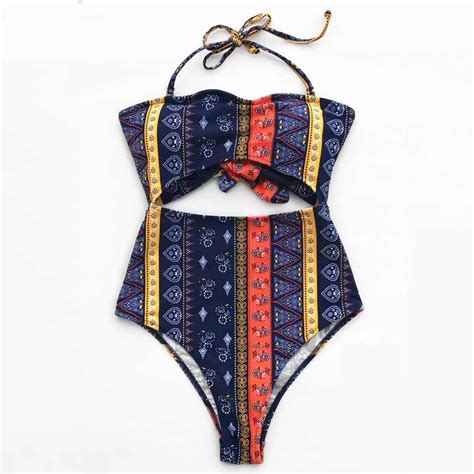 Hot Summer Sexy Women Print Backless One Piece Bandage Bikini Push Up Monokini Swimsuit Bathing