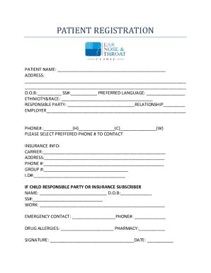 Fillable Online Fill Iopatient Registration Forms A Fill Free