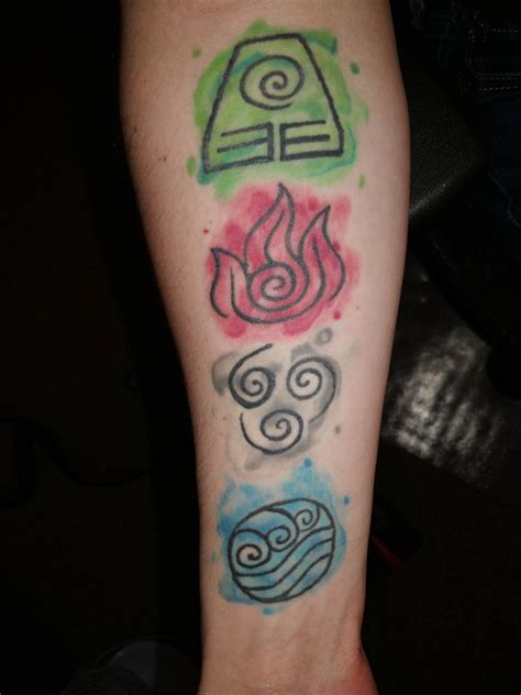 Got My First Tattoo Last Week The Four Elements From Avatar Done By Bradley Hampstead At Blue