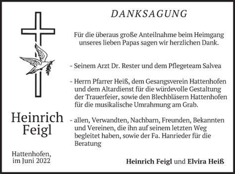 Traueranzeigen Von Heinrich Feigl Trauer Merkur De