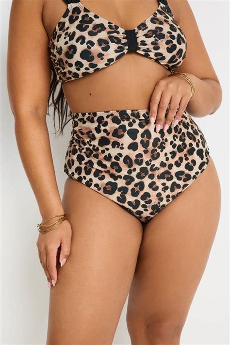 Yours Plus Size Black Leopard Print High Waisted Bikini Briefs Yours