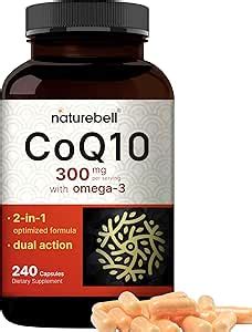 Amazon CoQ10 Ubiquinone 300mg With Omega 3 Fatty Acids 240