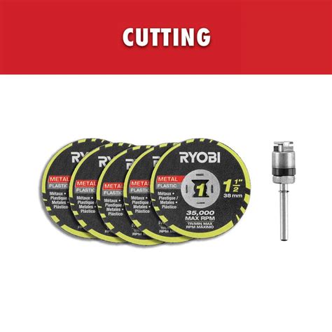 Ryobi Rotary Tool Piece Twist Lock Cut Off Wheel Starter Kit For