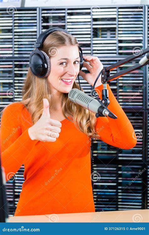 Female Radio Presenter In Radio Station On Air Stock Image Image Of