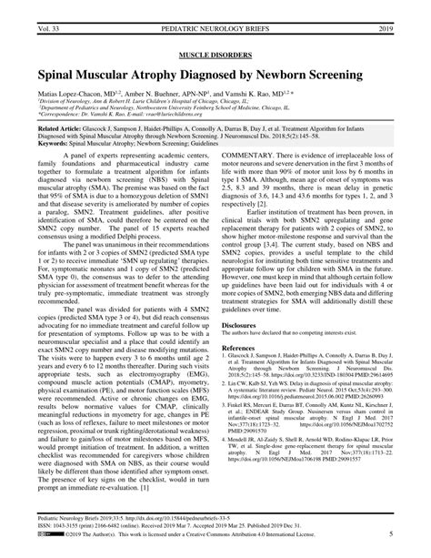 PDF Spinal Muscular Atrophy Diagnosed By Newborn Screening