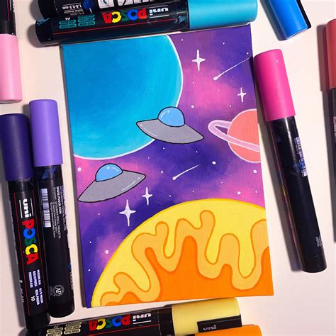 Mini Galaxy 1 Trippy Posca Pen Drawing On Canvas Board Etsy