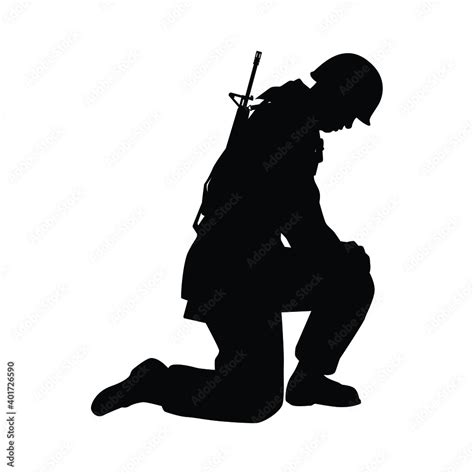 Sad soldier silhouette vector, military concept. Stock Vector | Adobe Stock