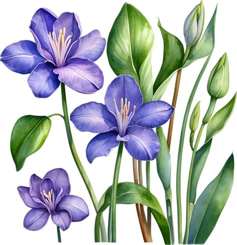 Watercolor Painting Of A Water Hyacinth Eichhornia Crassipes Flower