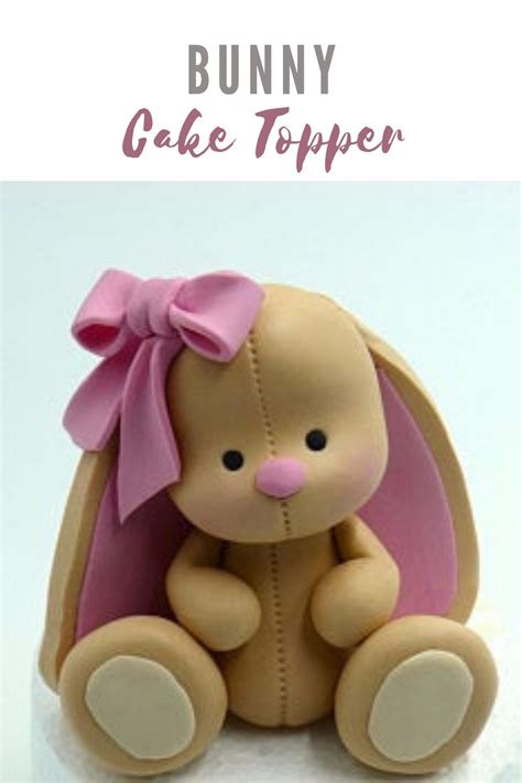 Bunny Cake Topper Fondant Or Cold Porcelain Etsy Fondant Cake