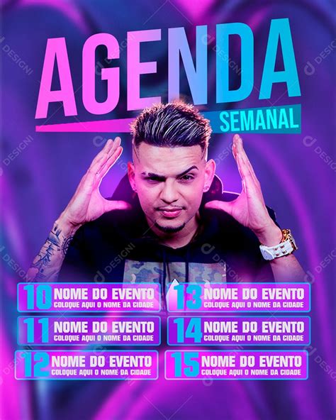 Social Media Flyer Agenda Semanal PSD Editável download Designi