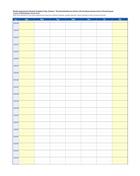 Printable weekly appointment calendar 2025