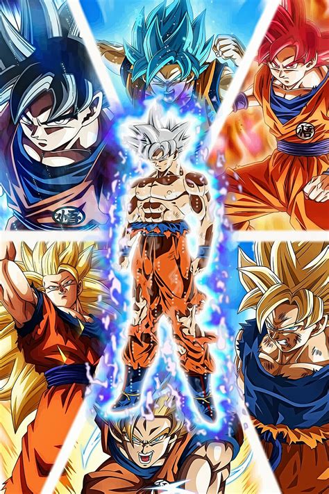 Evolution Of Goku Poster Wall Art Super Saiyan Ssj God Etsy