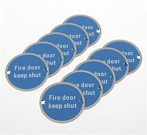 Fire Door Keep Shut Safety Sign Metal Stainless Round 76x15mm Disc