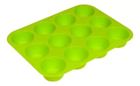 Molde Muffins Cupcakes Silicona X12 Horno Color Verde MercadoLibre