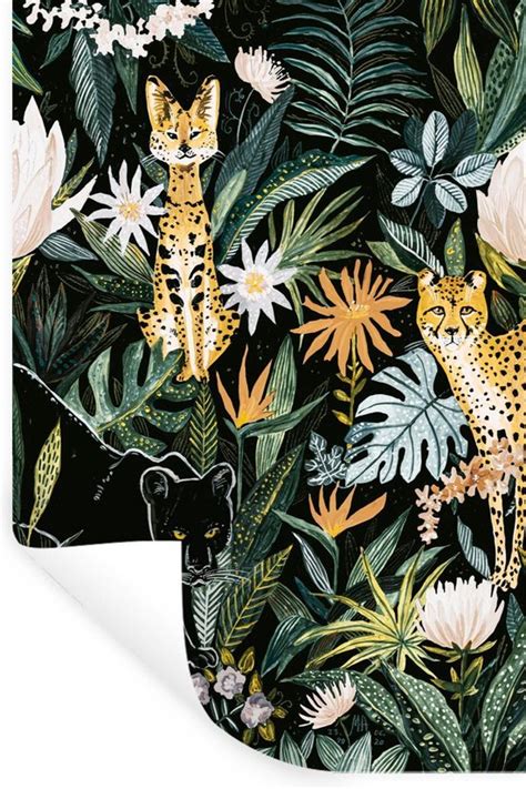 Muurstickers Sticker Folie Jungle Planten Panter 20x30 Cm