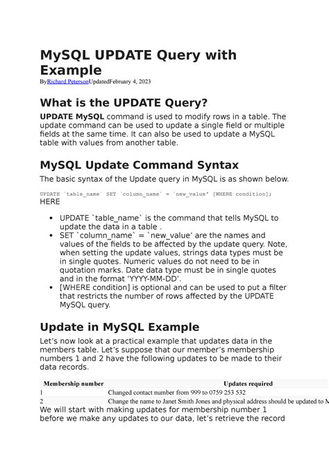 My Sql Update Query With Example Mysql Update Query With Example Byrichard