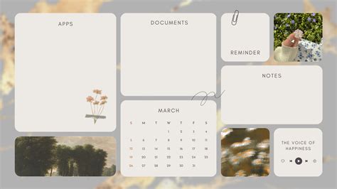 Beige White Elegant Collage March 2024 Calendar Organizer Desktop Wallpaper