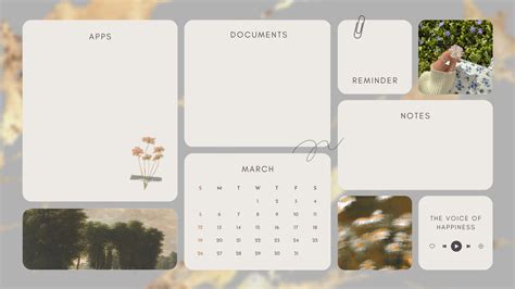 Beige White Elegant Collage March Calendar Organizer Desktop