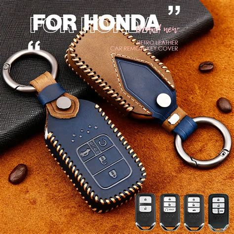 1Pcs Genuine Leather Car Remote Key Case Cover Key Holder With Keychain