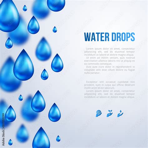 Water Drops Vertical Border with place for text. Vector illustration ...