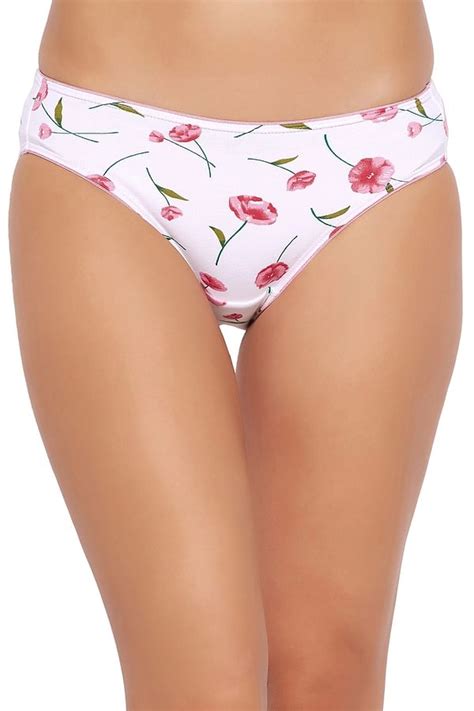 Buy Low Waist Floral Print Bikini Panty In White Cotton Online India