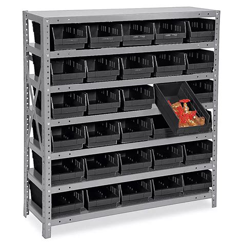 Shelf Bin Organizer 36 X 12 X 39 With 7 X 12 X 4 Black Bins H