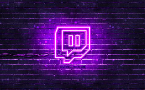 Download Wallpapers Twitch Violet Logo 4k Violet Brickwall Twitch