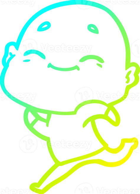 Cold Gradient Line Drawing Of A Happy Cartoon Bald Man 44956804 Png