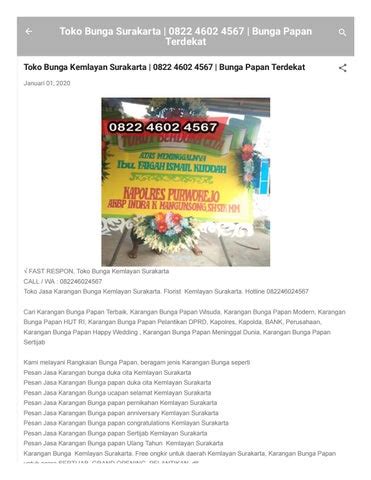 Toko Bunga Pasar Kliwon 0822 4602 4567 Bunga Papan Terdekat By