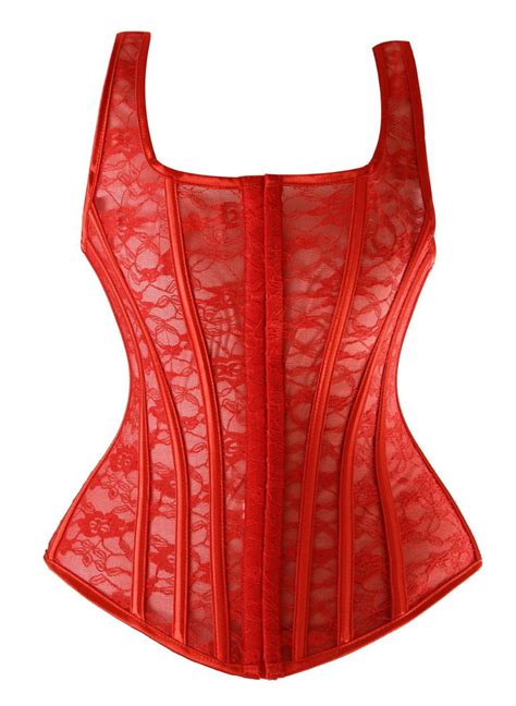 Classical Red Lace Square Neck Straps Waist Training Vest Corset N10000