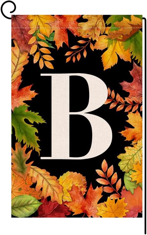 Amazon Blkwht Monogram Letter B Garden Flag Fall Maple Leaves