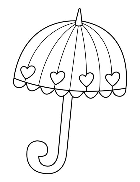 Printable Heart Umbrella Coloring Page