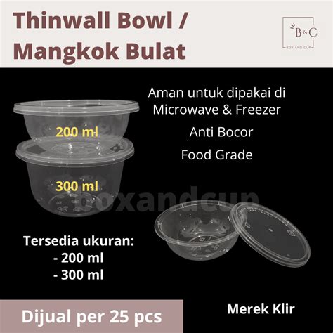 Jual Thinwall Bowl Kotak Makan Plastik Bulat 200 Ml And 300 Ml