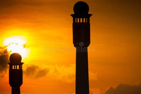 A Silhouette Of A Mosque Rat Sunset Timing Stock Photo Image Of