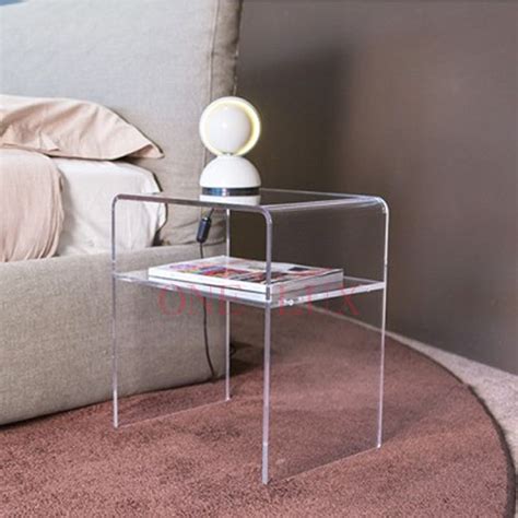 One Lux Plain And Elegant Clear Transparent Plexiglass Acrylic Bedside