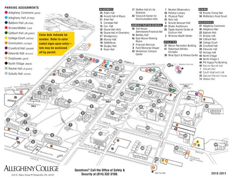 Parking Map « Campus Security | Allegheny College - Meadville, PA