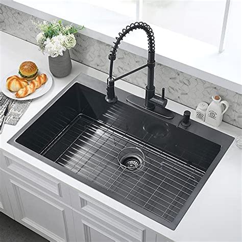 Black Stainless Steel Drop In Kitchen Sink Wmxqx Inch