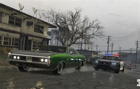 Wallpaper road, rain, police, chase, Grand Theft Auto V, Los Santos, gta 5 for mobile and ...