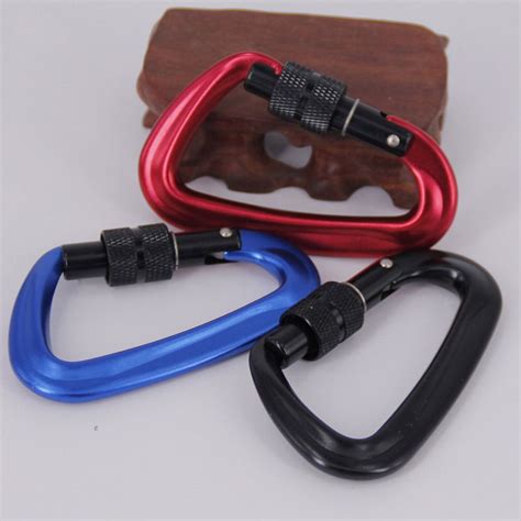 7075 D Shape Carabiner With Lock Aluminum Alloy Buckle Hanging Hooks