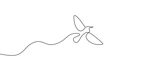 Flying Bird Continuous Line Drawing Element Isolated On White